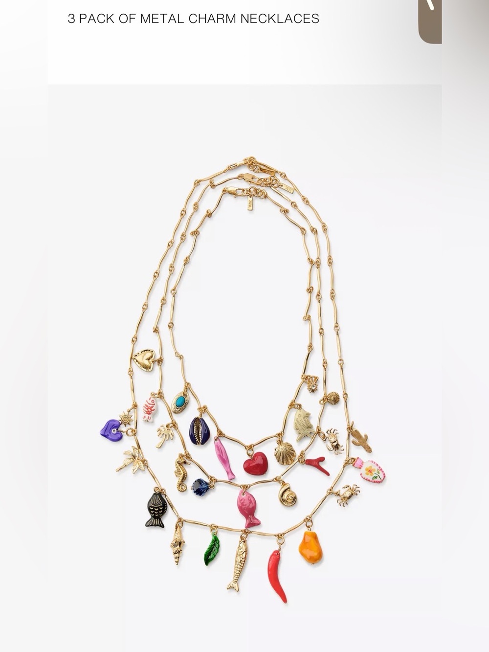 Zara Gold-Tone Layered Charm Necklace